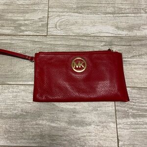 Michael Kors Cherry Red Wristlet Clutch